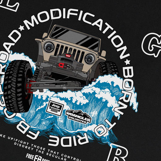 自有基地个性越野车浪花图案秋冬圆领套头卫衣打底衫 NMT-1199 商品图4