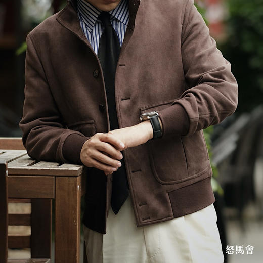 Takisada 日本进口梭织麂皮绒深棕色A1飞行员夹克 商品图2