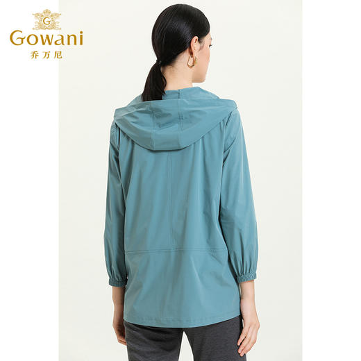 乔万尼新款工装风中长款休闲舒适连帽中长拉链款风衣外套ES3B576 商品图2