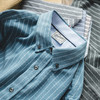 精选 · 美式复古磨毛蓝色细条纹衬衫 商品缩略图3