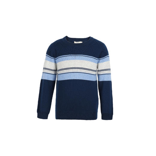 METTE羊绒世家童装中大童2020秋新款100%山羊绒衫男宝圆领保暖条纹毛衣 商品图7