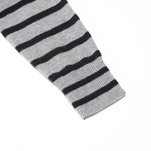 METTE羊绒世家童装20秋女童中大童100%山羊绒衫荷叶边条纹保暖毛衣 商品图5