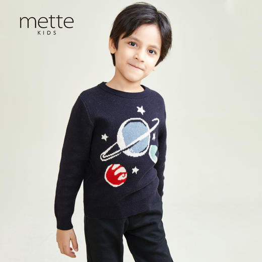 METTE童装男2020秋冬新品中大童男宝星球系列圆领印花针织毛衣 商品图0