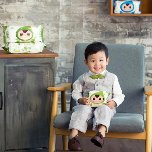 韩国进口 顺顺儿婴儿童湿巾绿色便携装宝宝手口巾20片*20包/箱 商品图2