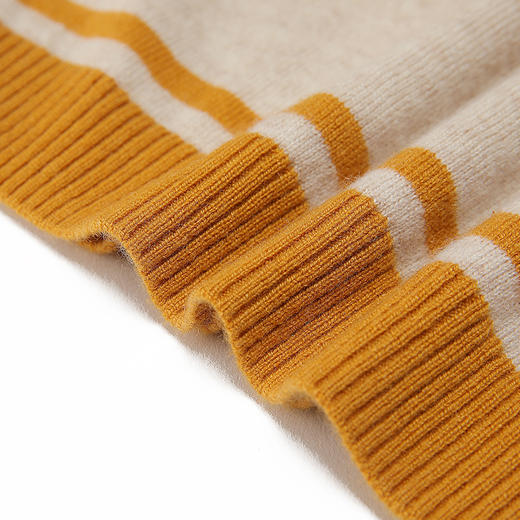 METTE羊绒世家2020秋冬童装中大童新款100%山羊绒衫时尚条纹保暖毛衣 商品图4