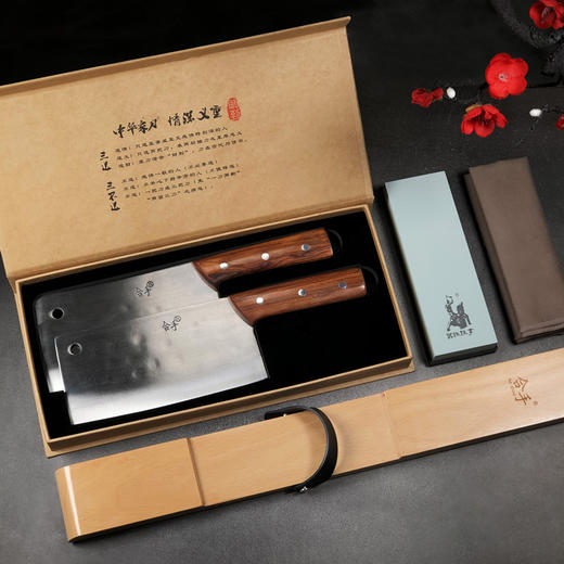 拿铁铁器 | 合手菜刀 中华家刀两件套 手工锻打S1文武双刀家用厨房切片刀砍骨刀 商品图7