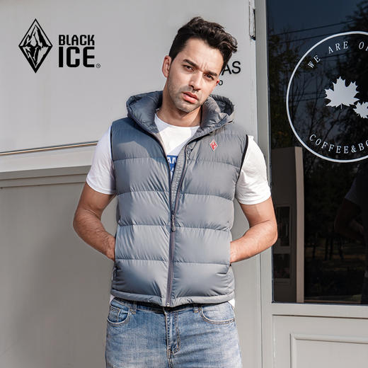 黑冰 F8135 鹅绒背心 冬季休闲保暖坎肩 户外羽绒连帽马甲 男 商品图3