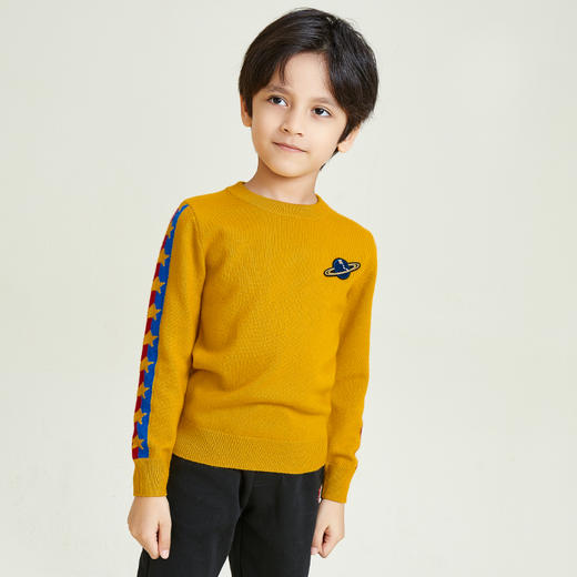 METTE羊绒世家童装2020秋新品男童100%山羊绒衫时尚圆领保暖毛衣 商品图4