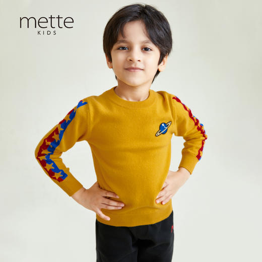 METTE羊绒世家童装2020秋新品男童100%山羊绒衫时尚圆领保暖毛衣 商品图0
