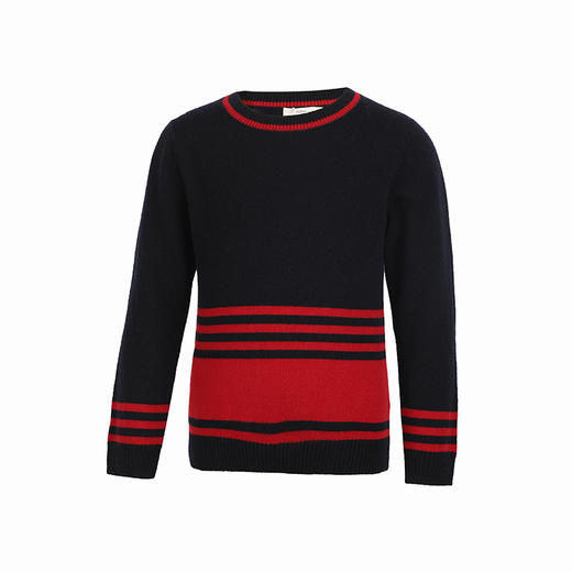 METTE羊绒世家2020秋冬童装中大童新款100%山羊绒衫时尚条纹保暖毛衣 商品图9