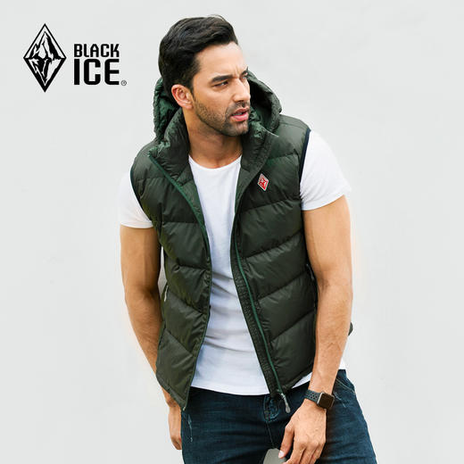 黑冰 F8135 鹅绒背心 冬季休闲保暖坎肩 户外羽绒连帽马甲 男 商品图5