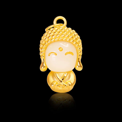 开心玉面金佛吊坠