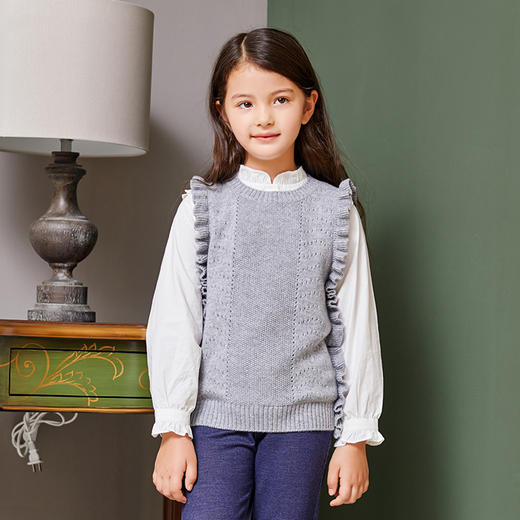METTE羊绒世家女童中大童2020秋新品100%山羊绒背心无袖保暖毛衣 商品图2