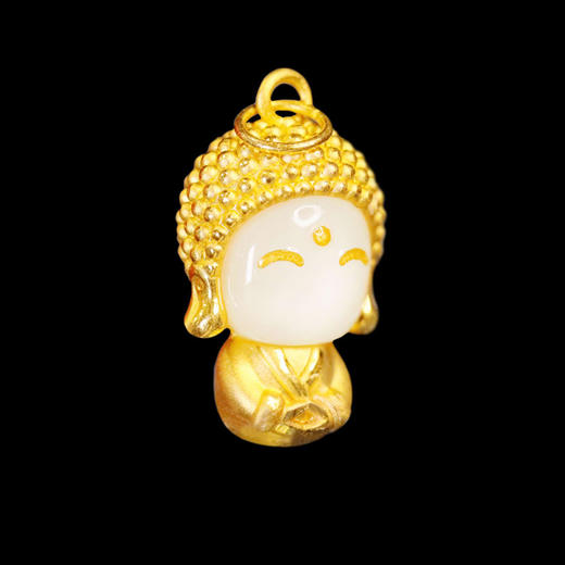 开心玉面金佛吊坠