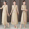 XYX-9175汉服长裙V领修身气质玉兰刺绣桑蚕丝连衣裙 商品缩略图0