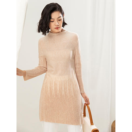 famecoco范可儿秋季女式套头毛衫纯色修身中长款F205DB005 商品图2