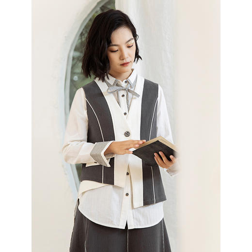 famecoco范可儿马夹背心女气质外搭无袖修身外套F205CA001 商品图0