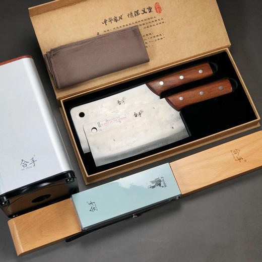 拿铁铁器 | 合手菜刀 中华家刀两件套 手工锻打S1文武双刀家用厨房切片刀砍骨刀 商品图6