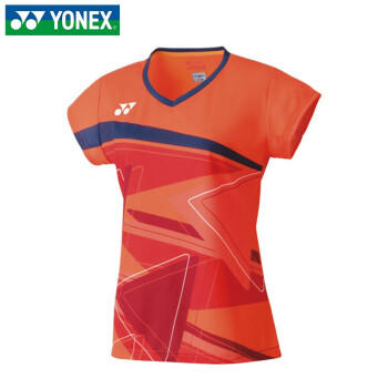 2020YONEX尤尼克斯yy羽毛球服 团队服全英赛战袍大赛款桃田日本VC面料正品 20521 686亮橙女式短袖运动T恤 商品图0