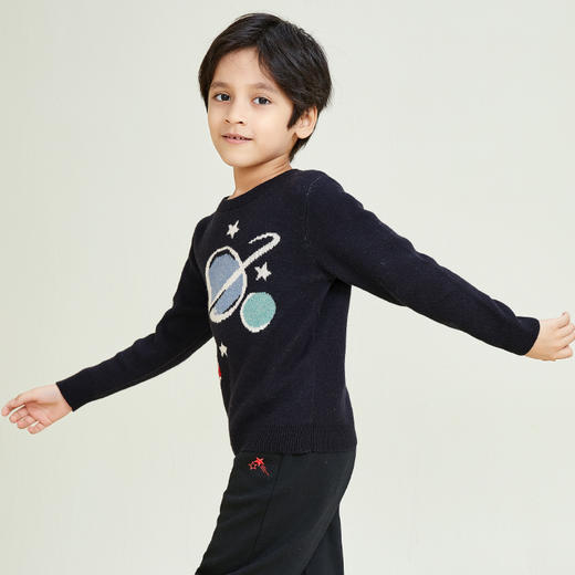 METTE童装男2020秋冬新品中大童男宝星球系列圆领印花针织毛衣 商品图2