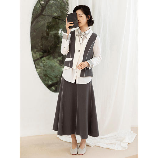 famecoco范可儿马夹背心女气质外搭无袖修身外套F205CA001 商品图2