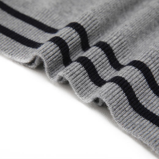 METTE羊绒世家童装20秋女童中大童100%山羊绒衫荷叶边条纹保暖毛衣 商品图4