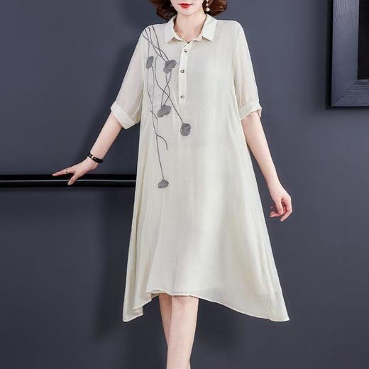 CYY-0023中年妈妈花朵刺绣韩版大码连衣裙 商品图2