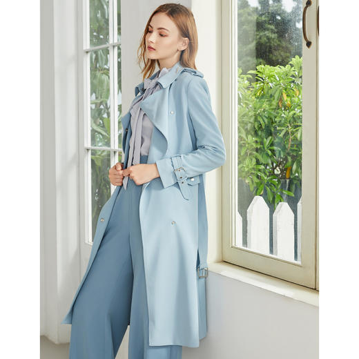 EITIE爱特爱秋季新款时尚洋气大气通勤百搭显瘦风衣外套女长6004711 商品图3