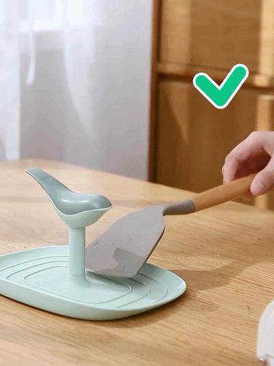 创意小鸟锅盖锅铲架厨房置物架汤勺垫筷子收纳家用多功能放铲子托 商品图1