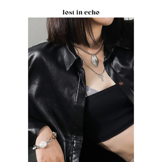 王源同款lost in echo设计师原创love motel 钥匙门牌双层白金锆石项链 商品图4