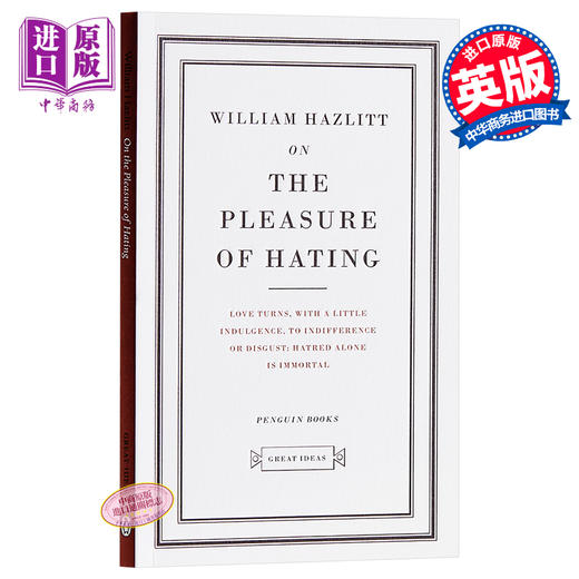 【中商原版】Penguin Great Ideas : On the Pleasure of Hating 英文原版 威廉·哈兹里特：论憎恨的乐趣 William Hazlitt 商品图0