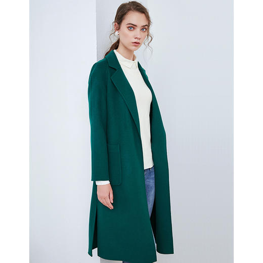 EITIE爱特爱秋季新款时尚通勤百搭显瘦直筒翻领双面呢大衣女D2014509 商品图3