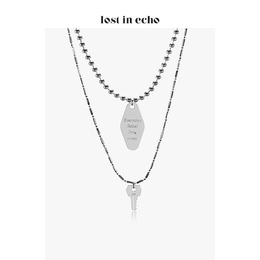 王源同款lost in echo设计师原创love motel 钥匙门牌双层白金锆石项链 商品图2