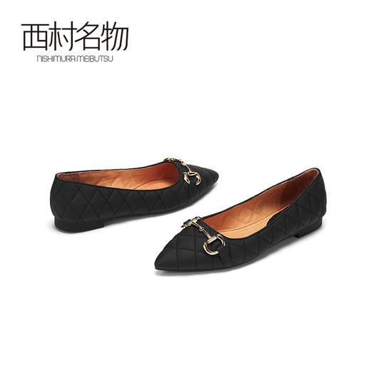 西村名物2020秋季新款尖头浅口平跟羊皮革芭蕾鞋T20CE30641 商品图3