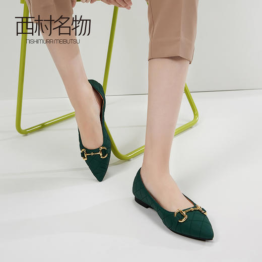 西村名物2020秋季新款尖头浅口平跟羊皮革芭蕾鞋T20CE30641 商品图1