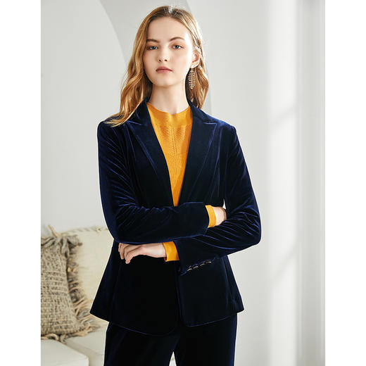 EITIE爱特爱秋季新款洋气复古职业显瘦帅气灯芯绒西装外套女6003711 商品图3