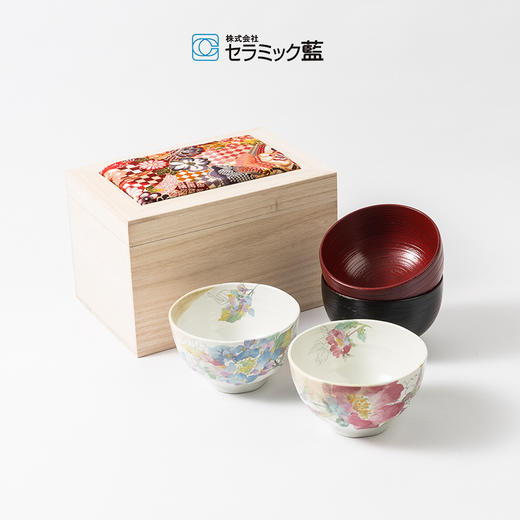 日本原产ceramic 蓝 花美开 陶瓷情侣杯碗套装 商品图4