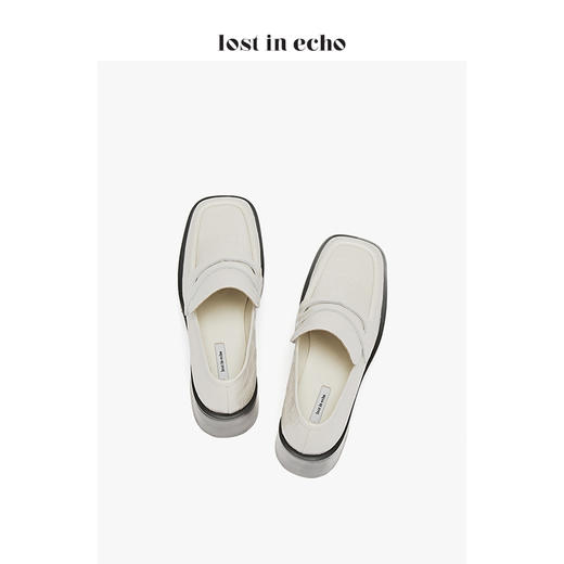【微瑕疵不退不换】lost in echo设计师原创 方头牛皮鳄鱼纹厚底单鞋 商品图4