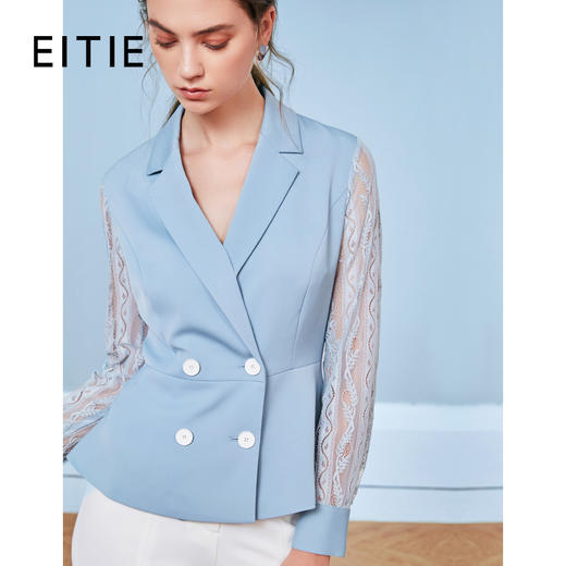 EITIE爱特爱秋季新款洋气镂空蕾丝拼接双排扣收腰西装外套女C2003510 商品图0