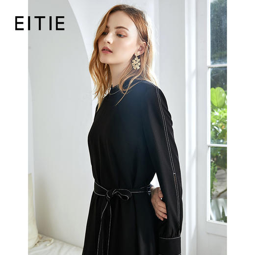 EITIE爱特爱秋季新款通勤时尚宽松显瘦气质百搭收腰连衣裙女6007710 商品图0