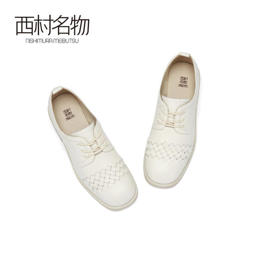 西村名物2020秋季新品休闲时尚系带圆头低跟牛皮单鞋X20CM30881 商品图2