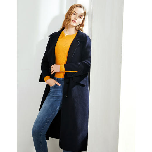 EITIE爱特爱女装秋季新款气质显瘦翻领百搭时尚双面呢大衣女D2014601 商品图3