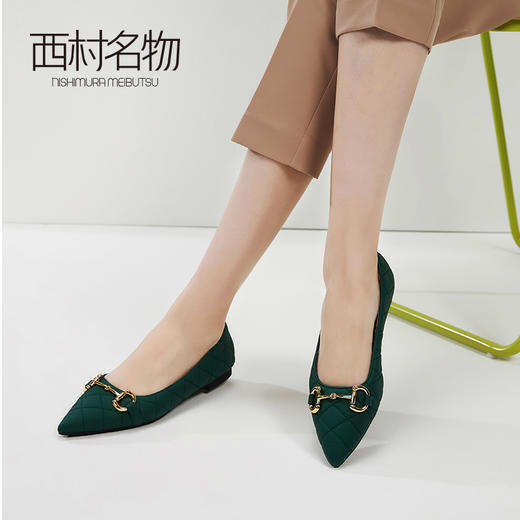 西村名物2020秋季新款尖头浅口平跟羊皮革芭蕾鞋T20CE30641 商品图0