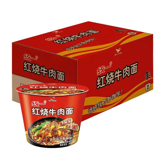 统一桶装方便面红烧牛肉面105g*12桶 商品图0