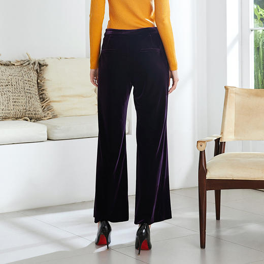 EITIE爱特爱秋款时尚气质通勤洋气复古高腰显瘦灯芯绒微喇长裤女6005715 商品图10