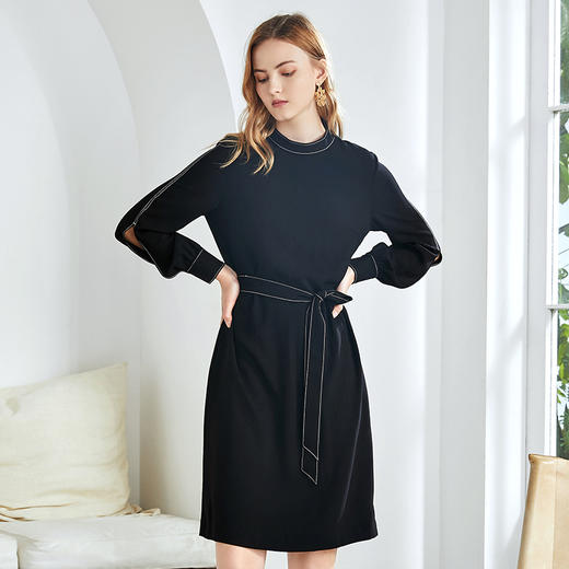 EITIE爱特爱秋季新款通勤时尚宽松显瘦气质百搭收腰连衣裙女6007710 商品图1