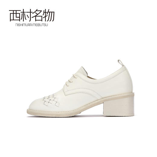 西村名物2020秋季新品休闲时尚系带圆头低跟牛皮单鞋X20CM30881 商品图4