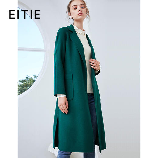 EITIE爱特爱秋季新款时尚通勤百搭显瘦直筒翻领双面呢大衣女D2014509 商品图0