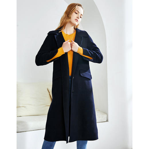 EITIE爱特爱女装秋季新款气质显瘦翻领百搭时尚双面呢大衣女D2014601 商品图2