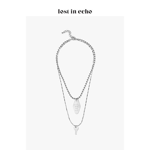 王源同款lost in echo设计师原创love motel 钥匙门牌双层白金锆石项链 商品图3